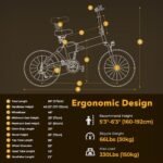 Knight Electric Bike for Adults 1200W Peak Motor Up to 20 MPH 60 Miles,600wh Removable Battery,Folding 20" x 4.0" Fat Tire Electric Bicycle Dual Shock Absorber Ebikes for Adults - Image 6