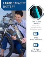 Hiboy P7 Electric Bike for Adults with 800W Peak Motor, 25mph Max Speed, 696 WH Removable Battery Ebike, 27.5" Electric Mountain Bike with 7-Speed and Front Suspension - Image 3