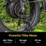 S1 Electric Bike Foldable for Adults, 750W Ebike, 48V 15Ah Samsung Removable Battery, 20" x 4.0 Fat Tire Electric Bicycle, Shimano 7-Speed and Dual Shock Absorber for Adults - Image 2