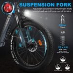 26" Fat Tire Electric Bike 48V 17.5Ah Battery, 750W Mountain Electric Bicycle City Urban Commuter E Bike for Adults Men Women Long Range 30MPH 7-Speed Gears Color Dispaly with 2 Seat - Image 5