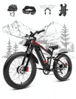 tifgalop Electric Bike for Adults - 26" Fat Tire Electric Bike Beach Snow Mountain Bike, Dual Hydraulic Disc Brakes Electric Bike Full Suspension