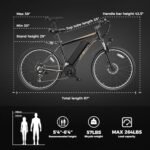 Jasion EB-X 26" Electric Bike for Adults, with Phone Holder, 850 W Peak Brushless Motor, 21 Speed Gear, 25 MPH Ebike, 450 Wh Removable Battery Electric Mountain Bike, Commuting E Bike, Fork Suspension - Image 6