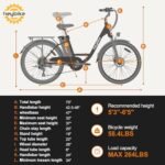 Heybike Cityscape Electric Bike for Adults with 350W Motor Peak 500W, 23mph Max Speed, 26" Electric Commuter Bike with UL Certified 360WH Removable Battery up to 40 Miles,7-Speed and Front Suspension - Image 6