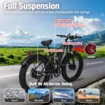 2000W Electirc Bike for Adults Dual Motor Mountain Bike Full Suspension 35MPH 48V 23AH Battery,90 Miles Ebike,Beach Mountain Snow Adult Electric Bicycles E-Bike UL Certified - Image 4