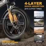 Folding Electric Bike for Adults, 750W Motor(1000W Peak),30MPH, 60Mile,48V 12.8AH/15AH/20AH Battery,20" Fat Tire Foldable Electric Bicycle,Commuter Beach Snow E-Bikes,7-Speed… - Image 4