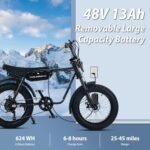 750W Moped Style Electric Bike for Adults, 20 * 4.0" Fat Tire & 624WH Removable Battery - Electric Dirt Bike, Up to 28MPH, 7 Speed Gear All-Terrain Ebike for Off-Road, Mountain, Snow (Camouflage) - Image 4