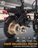 Electric Bike for Adults, Ebike,14" Folding Electric Bike 350W 36V 12Ah Built-in Battery 20MPH,20+Miles,3 Riding Modes, Commuting - Image 2