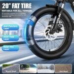 VITILAN 1056W Peak Electric Bike for Adults, U3 20" Fat Tire Electric Bicycle, 48V 624Wh Removable Battery, Max Range 80 Miles & 28Mph, 7 Speed Step Thru Ebike with Dual Suspension - Image 5