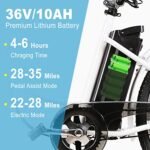 NAKTO 22"/26" Electric Bike for Adults 250W/350W City-Electric Bike Sporting 6-Speed Gear Electric Bicycles 36V 10.4/12Ah Removable Lithium Battery Ebike for Female Male - Image 5