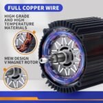 Kunray 72V 5000W Electric Brushless DC Motor Kit Temperature Sensing Motor Electric Go Kart Motor 6900RPM High Speed Motor 100A 18 Mosfet Controller for Razor Dirt Bike, Electric Motorcycles(72V5000W) - Image 3