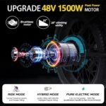 JOYWAY Electric Bike for Adults, 1500W Peak Power Electric Mountain Bike 4" Fat Tire 32MPH 48V 20.8Ah Removable Battery Ebike 26"x4.0" Fat Tire ebikes for Adults, Electric Fat Tire Bike (48V 20.8AH) - Image 3