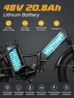 Electric Bike for Adults, 20.8Ah Removable Battery, Folding E-Bike with 750W Motor, 75+Miles Long Range, 4-6Hours Fast Charging, 7 Speed 20 x 4.0 Fat Tire Electric Horn, Class 2 Ebike - Image 2