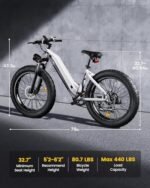 CycVerve Electric Bike for Adults,1400W Peak Motor City Cruiser Ebike,48V Removable Battery,28MPH 75Miles Step-Thru Electric Bicycle,26" x 4.0 Fat Tire Full Shock Absorber Commuter E Bike - Image 7