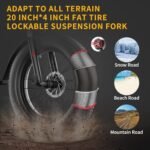 G20pro E-Bike for Adults, 1000W Motor 20" Fat Tire Electric Mountain Bike, Up to 30 MPH Foldable Electric Bicycle with 48V 12.8AH Removable Battery, Professional 7-Speed Gears - Image 4