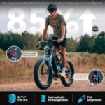 VITILAN T7 PRO 1600W Peak Electric Bike for Adults Fat Tire Ebike, 52V 20AH Removable Battery Max Range 80Miles & 35MPH, 26 Inch Mountain Electric Bicycle with Full Suspension - Image 5