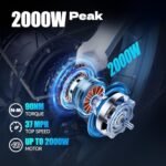 Electric Bike for Adults,2000W, 52V 23Ah Removable Battery, 37MPH, Range 60 Miles, 26 Inch Fat Tire Electric Bike Off-Road Electric Mountain Bike, 7 Speed Full Suspension - Image 2