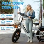 Kingbull Electric Bike, Peak 1000W Motor 48V 15Ah Electric Bike for Adults, 28MPH 60Miles Range Commuter Electric Bicycle, CST 20"x 4.0" Electric Bicycle - Image 2