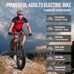 2000W Electric Dirt Bike for Adults with 52V 23AH Battery, 35MPH Dual Motor Ebike 26" Fat Tire for Men, 70 Miles Electric Bicycle with 7 Speed Gears Dual Suspension Damping for Road Mountain Snow - Image 6