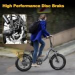 1000W Folding Electric Bike, 48V 15AH Removable Battery E Bike, 30+MPH, 70 Miles Max Range, 20" Fat Tire Electric Bike for Adults, Dual Suspension Adult Electric Bicycles for Commute Beach Snow - Image 6