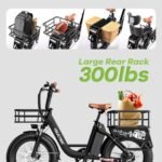 1500W Peak Electric Bike for Adults, 48V 20Ah Removable Battery Max Range 80Miles & 30MPH Electric Bicycle, 20''×4.0" Fat Tire Ebike,Fast Cargo Ebikes,Commute Mountain E-Bike UL Certified - Image 4