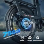 Electric Bike for Adults with 1500W Peak Motor,20MPH Top Speed,7 Speed Gear,750WH Detachable Battery,Folding Ebike with 20'' Fat Tire，Full Suspension UL Certificated Bicycle - Image 3