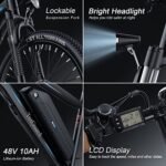 Wooken Electric Bike for Adults with Peak 750W Motor, 27.5'' Ebike with 48V 499WH Removable Battery, Up to 55Miles Electric Mountain Bike, 21.6MPH Adults Electric Bicycle with LCD Display, 21 Speed - Image 4
