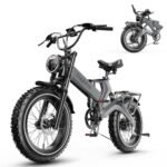 Folding Electric Bike for Adults,1500W Motor(Peak 2000W),35MPH 100Mile,48V 25Ah Battery,20" x 4.0 Fat Tire Foldable Electric Bicycle,Electric Mountain E-Bike,Hydraulic Disc Brake E-Bike