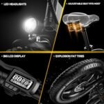 Folding Electric Bike for Adults, 30MPH Max Speed Foldable Ebike with 48V 12.8Ah Hidden Removable Battery, 20" Fat Tire 750W Motor, 60+Miles Aluminium Alloy Frame Mountain Bicycle for Commute Beach - Image 5