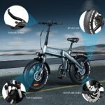 TESGO Electric Bike【1000W Motor & 70 Miles Range】【Hydraulic Brake】 Fat Tire Ebike with 48V 17.4AH Battery, 20''*4.0'' Folding Electric Bike for Adults, 32MPH Commuter E-Bike, Dual Suspension - Image 5