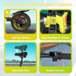 SISIGAD Electric Bike for Adults Teens, 300W Powerful Motor,12 Inch Tires and 15MPH Electric Bicycle, 15 Miles Long Range Mini E Bike with Disc Brakes - Image 5