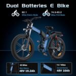Folding Electric Bike for Adults,48V 29.2Ah Dual Batteries,1000W 31 MPH 93.2 Miles Max Range 8-Speed Adult Electric Bicycles,26” Fat Tire Electric Mountain Bike with Triple Suspension - Image 3