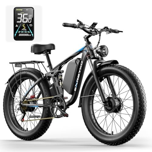 Version 1.0.0 Electric Bike for Adults with 3000W Peak Dual Motors, 23AH 1196WH/1104WH Battery, 37MPH 26” Fat Tire, Full Suspension, Dual Hydraulic Disc Brake, E Bikes For Men, 90 Miles Long Range 45° Uphill - Image 1