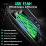 Electric Bike 1000W Peak Brushless Motor with 15Ah Battery,Shimano 7 Speed Gears,Up to 28MPH E Bike for Commute Mountain Beach Snow Riding,20" Fat Tire for Adults,DK400 - Image 3