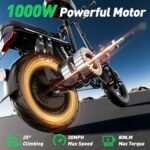 Electric Bike, 25MPH/30MPH 1000W/1200W Electric Bike for Adults, Up to 45Miles Adult Electric Bicycles with 2 Seats, 14''/16'' Tire Folding Ebike for Commuter with Full Shock Absorption System - Image 2