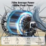 Electric Bike for Adults 48V 30AH/20Ah Battery,1000W Adult Electric Bicycles,26" Fat Tire Full Suspension,30MPH Mountain E Bike,Adjustable Stem,Hydraulic Disc Brakes,Full Suspensio - Image 5