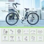 isinwheel 26" Electric Cruiser Bike 500W Ebike, 36V 13Ah Removable Battery, Up to 55+ Miles, 20MPH Electric Bike for Adults, Professional 7 Speed E-Bike, Electric City Commuter Bicycle (White) - Image 5
