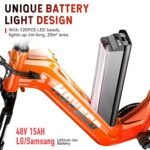 HOVSCO Electric Bike for Adults, 1000W Motor Torque Sensor Ebike 28Mph, 48V 15AH Removable Battery 60Miles Electric Cargo Bike, 20" Fat Tire Commuter Electric Bicycle, 7-Speed Gear,450lbs Playload - Image 4