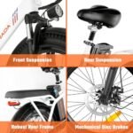 SENADA Electric Bike for Adults, 20 x 3.0 Fat Tire Folding Electric Bicycle, 750W Peak Foldable Ebike 25MPH 65Miles Range, Dual Suspension & 7-Speed with Rear Seat Cushion - Image 6