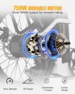 SOHAMO S3 Electric Bike for Adults, 1100W Peak Brushless Moter, 28Mph Foldable Electric Bicycles with 48V 15/20Ah Removable Battery, Max Up to 40/60Miles, 20" Fat Tire Ebike for Road, Sand, Mountain - Image 2