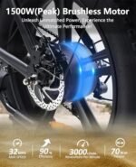 Electric Bike for Adults, 20" Fat Tire Ebike with 1500W Brushless Motor/ 48V 18Ah Removable Battery, Up to 32MPH / 68 Miles, 7-Speed Transmission UL Certified (G50) - Image 2