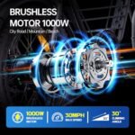 Electric Bike for Adult 1000W Motor 48V 15 Ah Removable Battery Max to 40 Miles Up to 27MPH, 7-Speeds 20“ Fat Tire Ebike Perfect for Commuter, Travel, Outdoor, Camping - Image 4