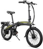 HILAND Rockshark 20 inch Folding Electric Bike for Adults with 250W Motor, 36V 7.8AH Removable Battery, Front Light & 7-Speed Electric Bicycles, Urban Ebike