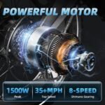 Electric Bike for Adults, 1500/2000W Peak Motor, 35MPH 60-80Miles Long Range, 48V 20/25AH Removable Battery E Bike, 20" Fat Tire Folding Electric Bike, 7/8 Speed, Front Fork Suspension - Image 2