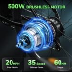 isinwheel M10 Electric Bike Adult 500W, 26" Commuting Electric Mountain Bike 20MPH Max Range 55+ Miles, Removable Battery, Professional 35-Speed, Front Fork Suspension Lightweight Electric Bicycle - Image 3