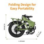 Jasion EB7 2.0 Electric Bike for Adults, 1200W Peak Motor 28MPH Max Speed Folding Ebike, 48V 10AH Removable Battery, 20" Fat Tire with Dual Suspension, 7-Speed Electric Bicycles, with Black Saddlebag - Image 6