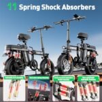 Electric Bike for Adults, 1000W/1200W/1500W Ebike, 25MPH/30MPH/32MPH E Bike, Up to 45Miles Adult Electric Bicycles with 2 Seats, Lightweight Folding Electric Bike with 10 Shock Absorption - Image 3