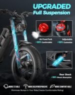 Romeo Ⅱ/Pro 2500/1200W Electric Bike for Adults 40/34Mph, 52/48V 60Ah Long Range Ebike 100-200Miles, 20 * 5.0"/26 * 4.0" Fat Tire Electric Mountain Bike Full Suspension, UL2849 Certified - Image 4