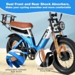 2000W Dual Motor Ebike,48V 30Ah Removable Dual Battery E Bike for Adult,35MPH Electric Bike 20"*4 Fat Tire 7-Speed Hydraulic Disc Brake 120 Mile Range Electric Bicycle Dual Lockbale Suspension - Image 4