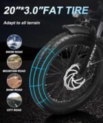 Electric Bike with 32Ah Battery 750W 28MPH Motor, 20 inch Fat Tire Folding Electric Bike, Urban City Commuter Ebikes for Adults Men Women, Electric Bicycle 7 Speed Gear - Image 6