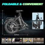 A4 Folding Electric Bike with 1000W Motor Peak,20''Fat Tire,48V Removable Battery,28MPH Max Speed,62 Miles Range,Step-Thru Electric Commuter Ebike for Adults - Image 6